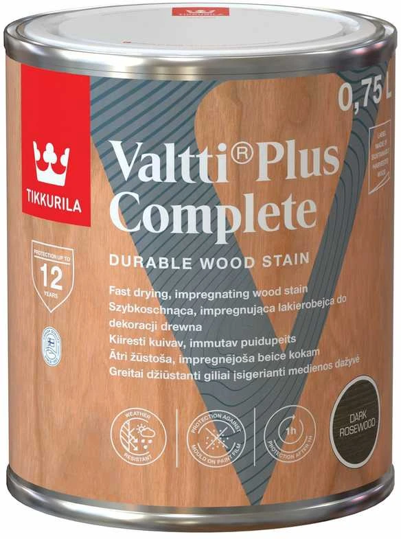 Medienos dažyvė TIKKURILA VALTTI PLUS COMPLETE, šilko matiniai, ąžuolo sp., 0,75 l