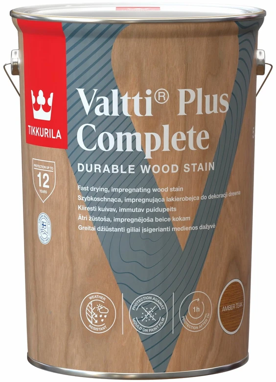 Medienos dažyvė TIKKURILA VALTTI PLUS COMPLETE, šilko matiniai, balkšvos sp., 2,5 l