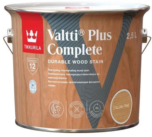 Medienos dažyvė TIKKURILA VALTTI PLUS COMPLETE, šilko matiniai, pušies sp., 2,5 l