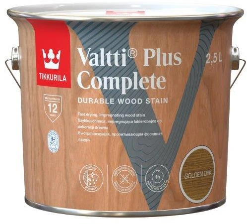 Medienos dažyvė TIKKURILA VALTTI PLUS COMPLETE, šilko matiniai, ąžuolo sp., 0,75 l