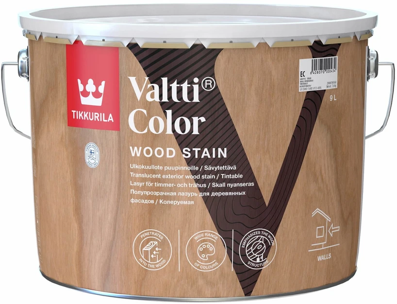 Medienos dažyvė TIKKURILA VALTTI PLUS COMPLETE, šilko matiniai, juodos sp., 2,5 l