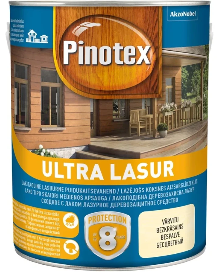Medienos impregnantas PINOTEX ULTRA LASUR EU, pilkos spalvos, 3 l