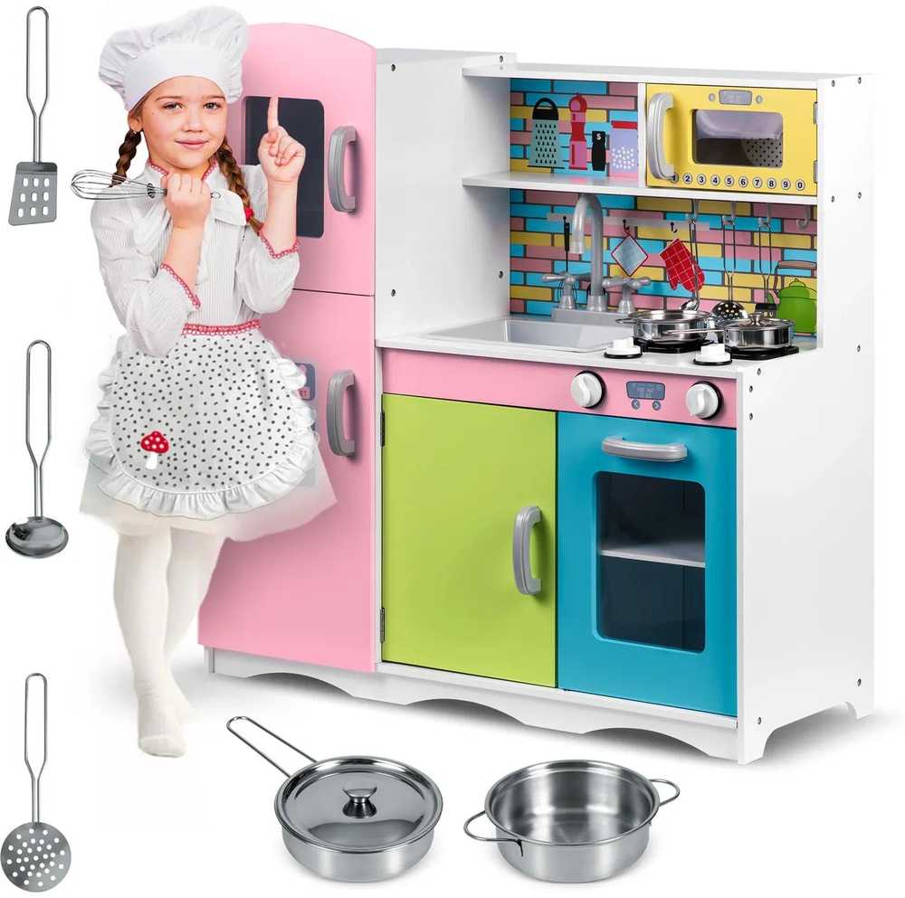 Ricokids Medinė virtuvė vaikams – didelė su priedais