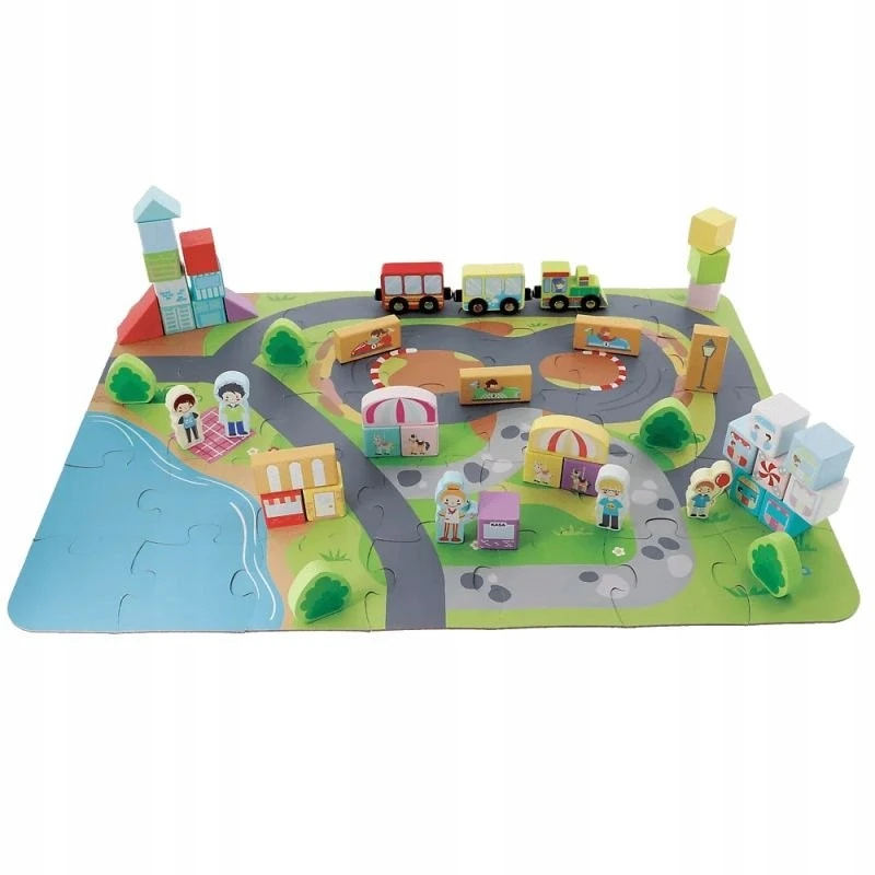 Medinės kaladėlės Trefl O!Blocks Happy Town