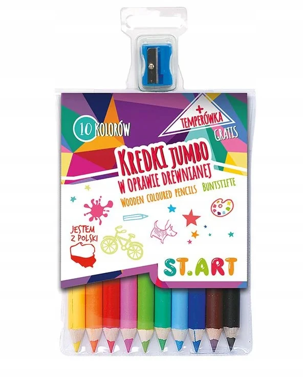 Mediniai pieštukai Jumbo 10 spalvų St.Menas - ST-MAJEWSKI
