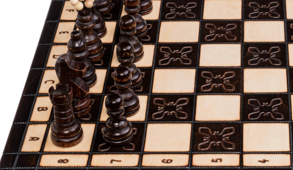 Mediniai šachmatai Perla 42cm sulankstomi, lietuviška gamyba