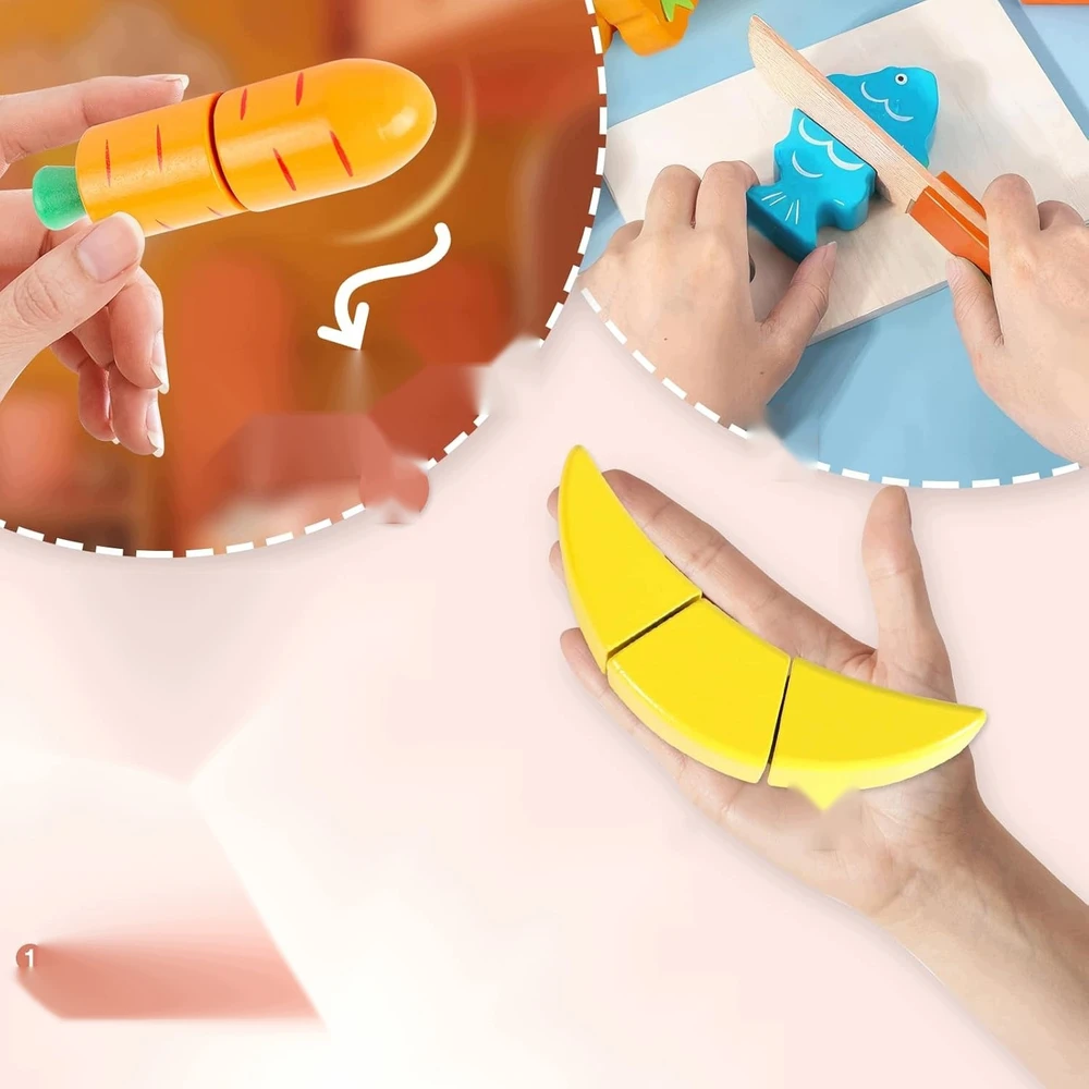 MEDINIAI VIRTUVĖS PRIEDAI MONTESSORI VIRTUVĖS ŽAISLŲ MAISTAS