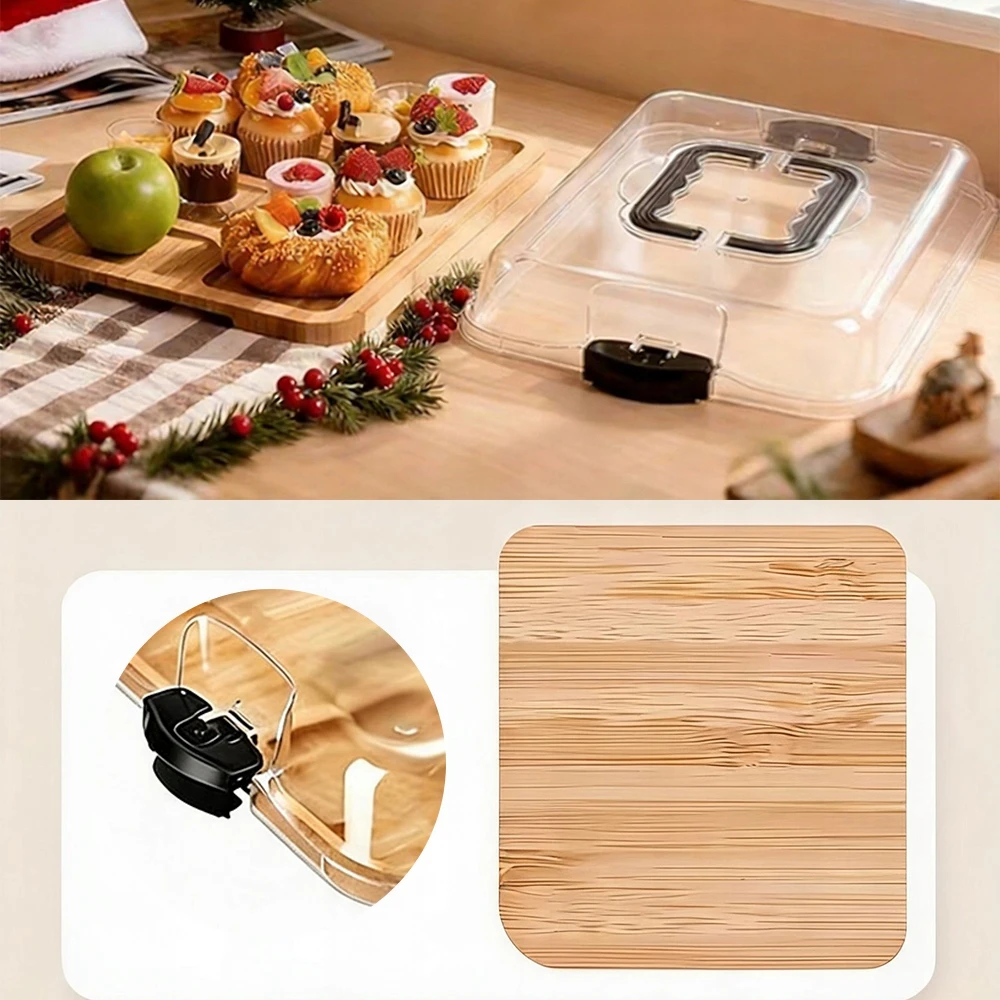 MEDINIS DĖKLAS SU SKYRELIAIS 38X28X6CM Juodas DANGIMAS VAKĖLIŲ UŽKANDŽIAMS