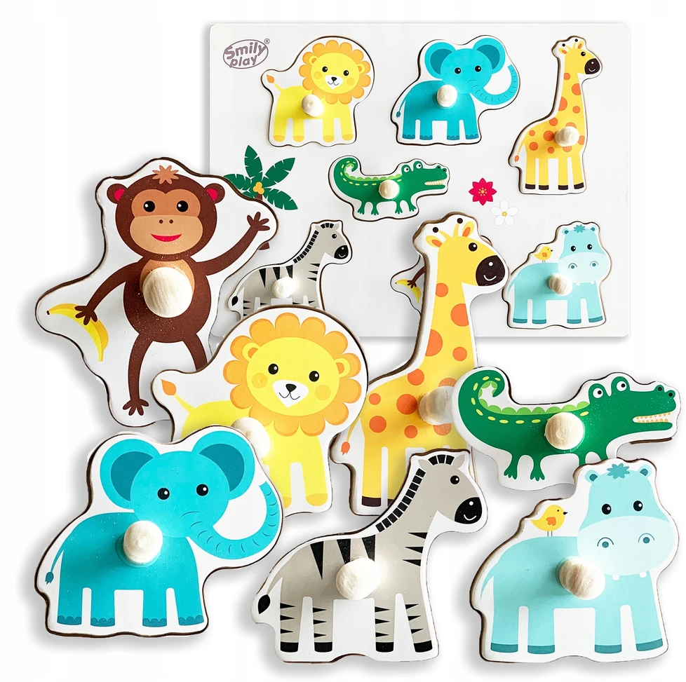 Medinis dėlionė Smily Play Zoo gyvūnai, 8 elementai