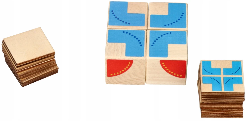 Goki Medinė loginė Tetris dėlionė su 18 spalvotų kaladėlių ir užduočių kortelėmis vaikams nuo 3 metų