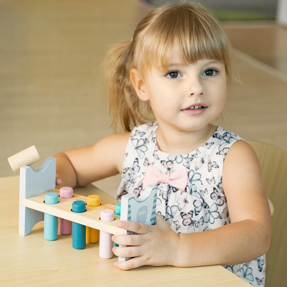 Viga medinis suolelis, baudžiantis alkį plaktuku - „Polarb Montessori“