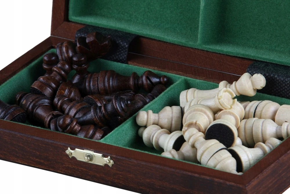 Provechess Medinis magnetinis šachmatų rinkinys 20 cm | Kelionių kišenpinigiai | Lenkiškas gaminys