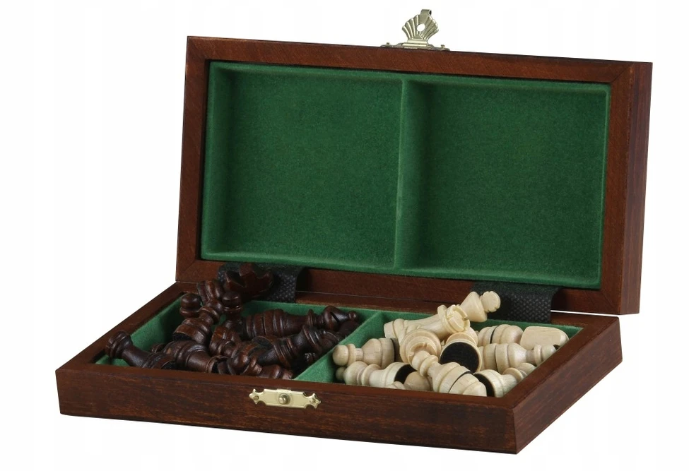 Provechess Medinis magnetinis šachmatų rinkinys 20 cm | Kelionių kišenpinigiai | Lenkiškas gaminys