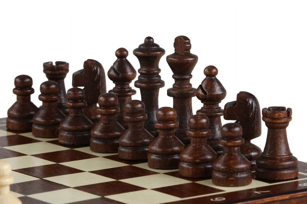 Provechess Medinis magnetinis šachmatų rinkinys 20 cm | Kelionių kišenpinigiai | Lenkiškas gaminys