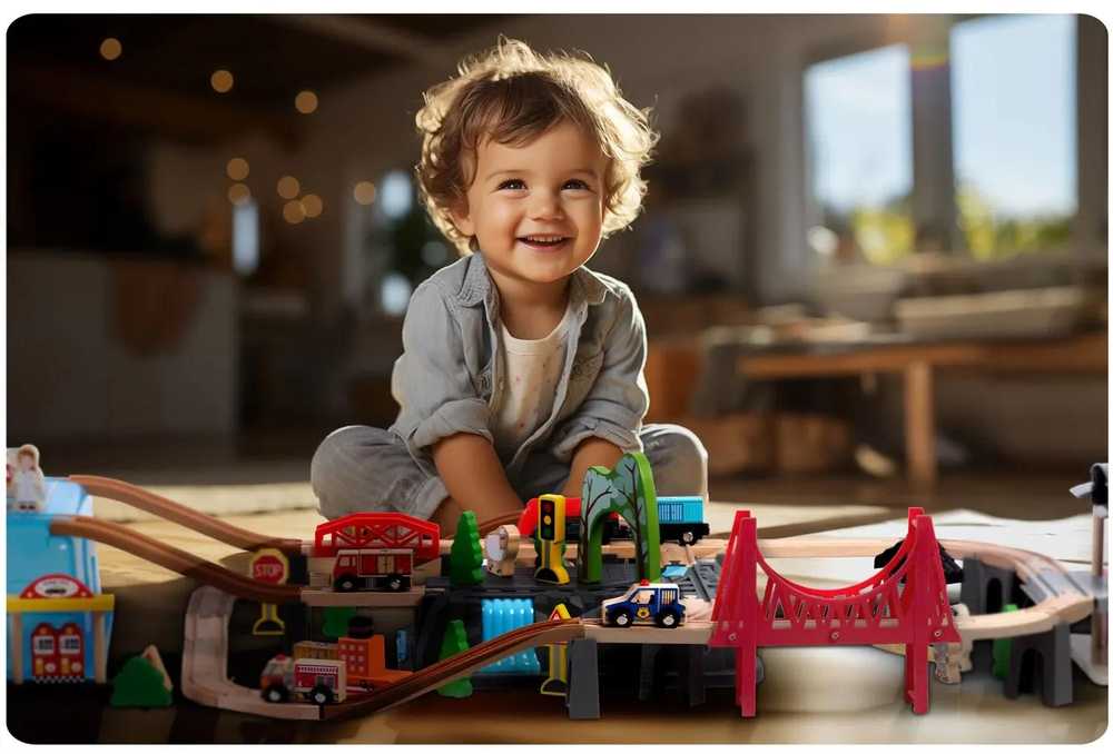 Medinis miesto traukinių rinkinys 100 dalių RK-879 Ricokids
