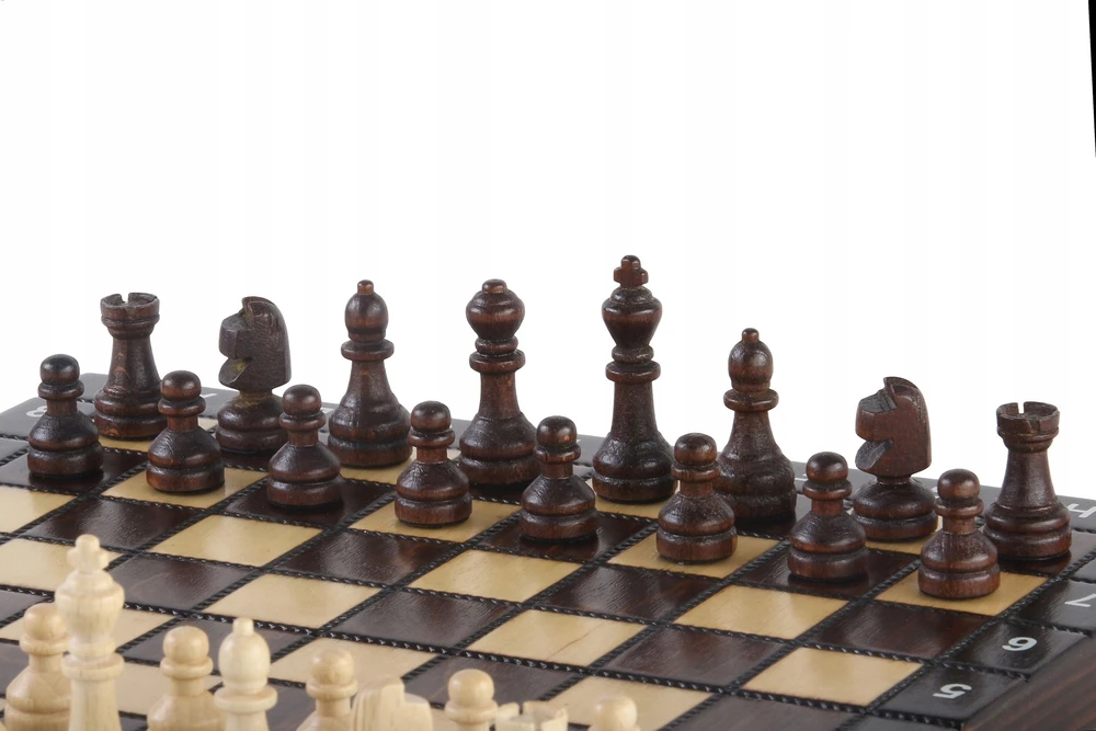 Provechess Medinis mokyklinis komplektas 28×28 cm | Šachmatai + šaškės + nardai