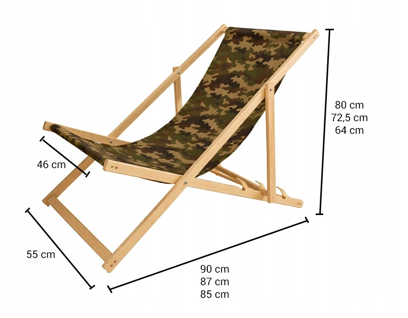 Medinis sulankstomas paplūdimio gultas Woodok, camo