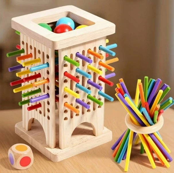 Medinis žaislas Montessori arkadinis žaidimas, atpalaiduojantis, kovojantis su stresu