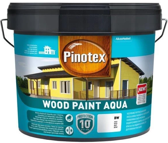 Medinių fasadų dažai PINOTEX WOOD PAINT AQUA, geltonos sp., 9 l