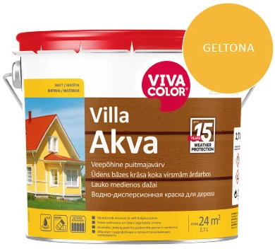 Medinių fasadų dažai VIVACOLOR VILLA AKVA, žalios 335X sp., 2,7 l