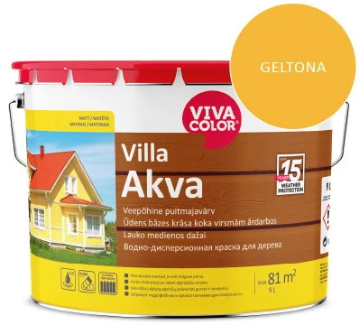 Medinių fasadų dažai VIVACOLOR VILLA AKVA, geltonos 502X sp., 2,7 l