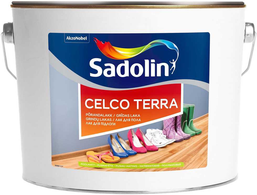 Medinių grindų lakas SADOLIN CELCO TERRA 90, blizgus, 2,5 l