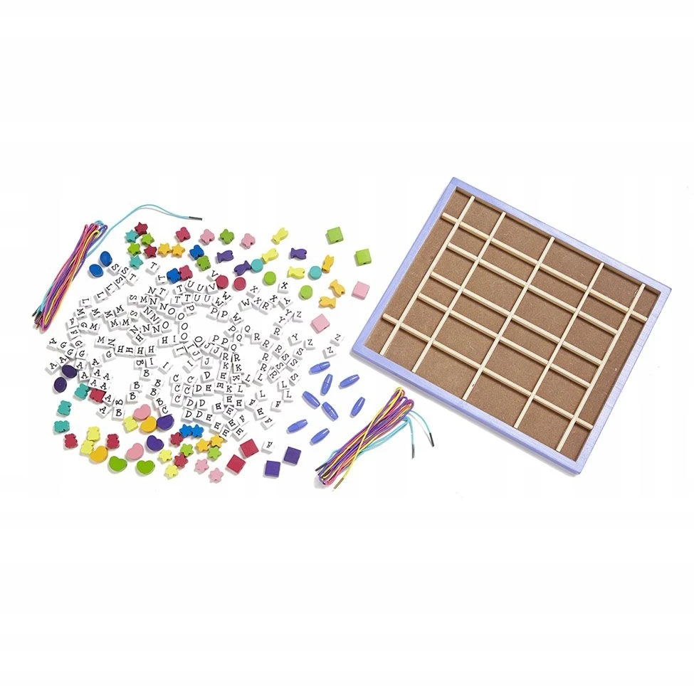 Medinių karoliukų vėrimo rinkinys su raidėmis Melissa & Doug