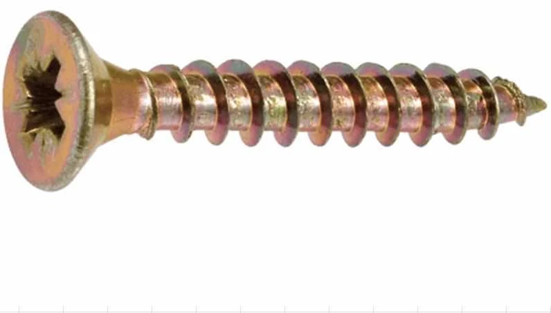 GLTX medvaržčiai su T-17 įpjova, geltonai cinkuoti, TORX25, 5.0x90/50 (10 vnt.)