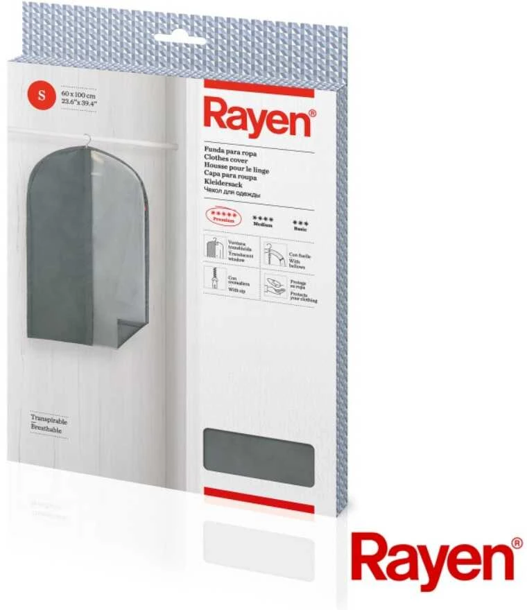 Medžiaginis rūbų maišas S Premium Rayen 60x100cm tamsiai pilkas
