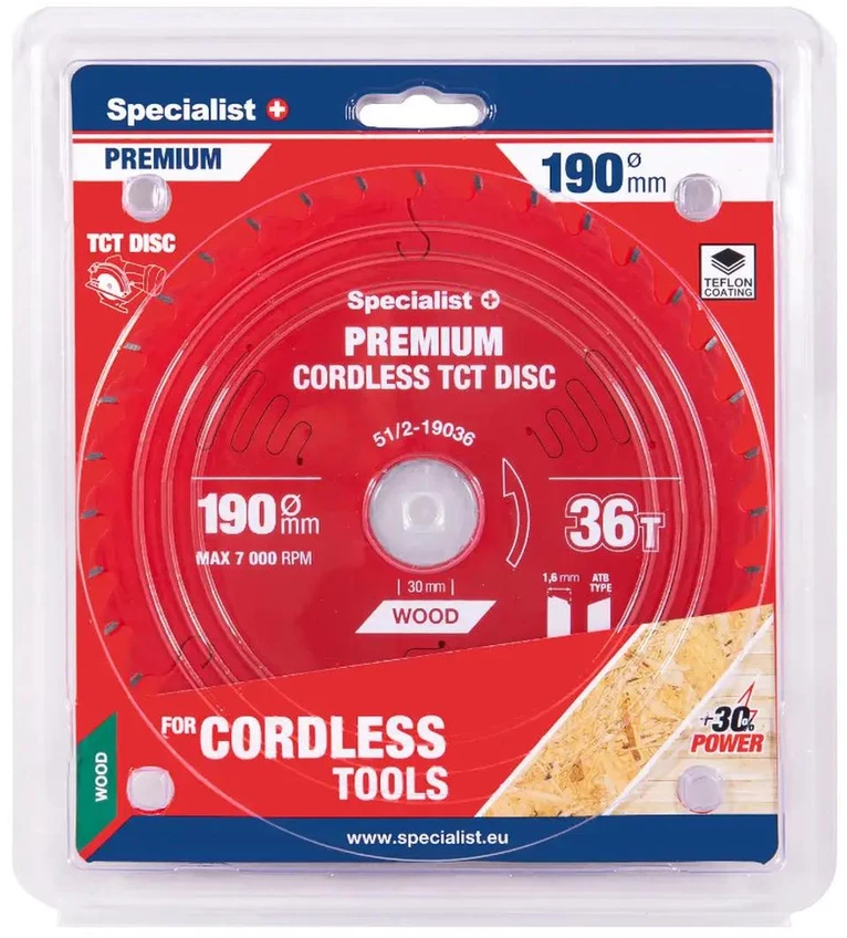 Medžio pjovimo diskas SPECIALIST+ Premium Demolition, 190 x 1,6 x 30 mm, 24 dantų, 18°, TCT