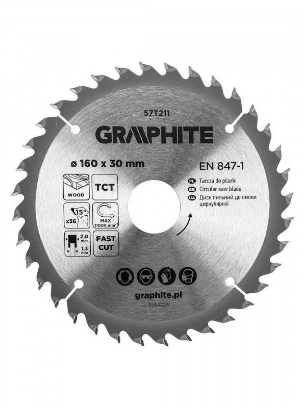Graphite Medžio pjovimo diskas su HM antgaliais 160 x 30 mm, 36 dantys