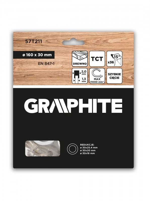 Graphite Medžio pjovimo diskas su HM antgaliais 160 x 30 mm, 36 dantys