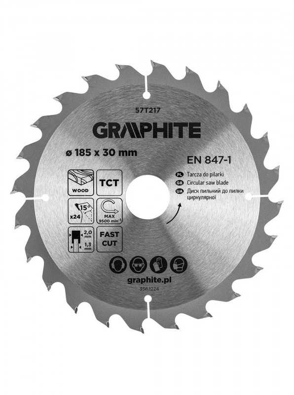 Graphite Medžio pjovimo diskas , Widia, 185 x 30 mm, 24 dantys