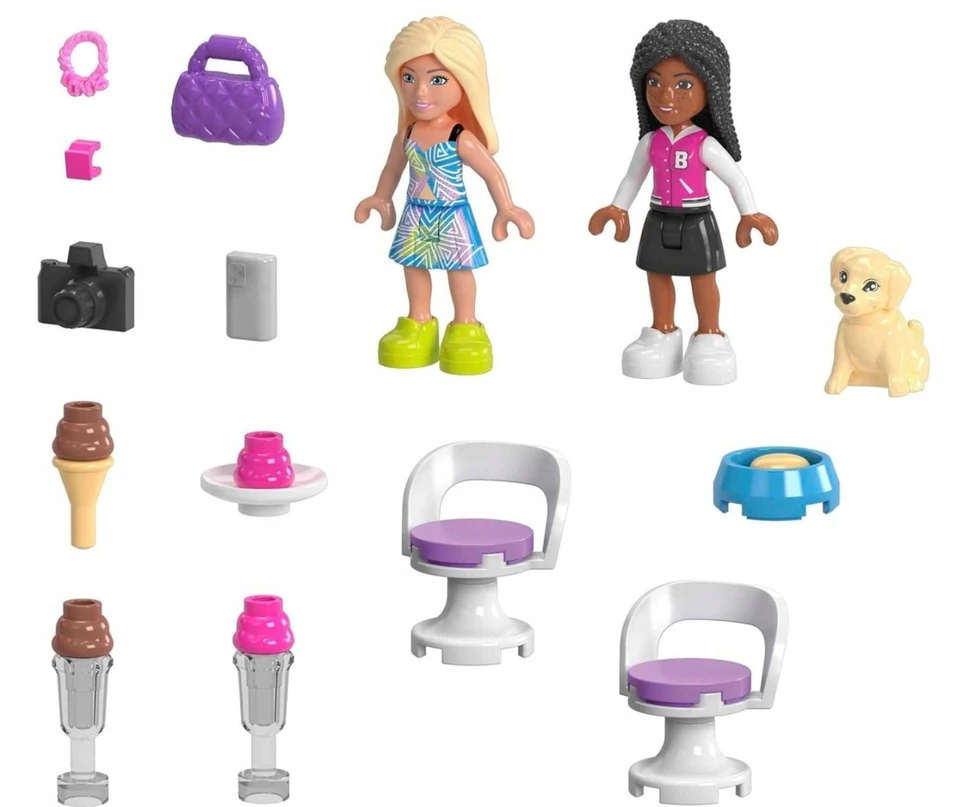 Mattel Mega Bloks Barbie Blocks kabrioleto rinkinys ir ledų stovas HPN78