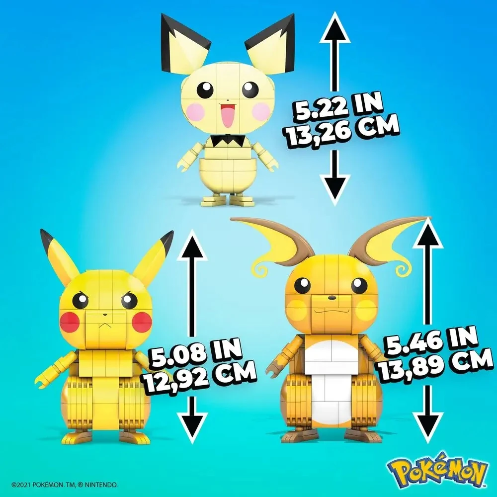 Mega Bloks Mega Construx. Pokemonai. Pikachu, Pichu, Raichu Mega Construx