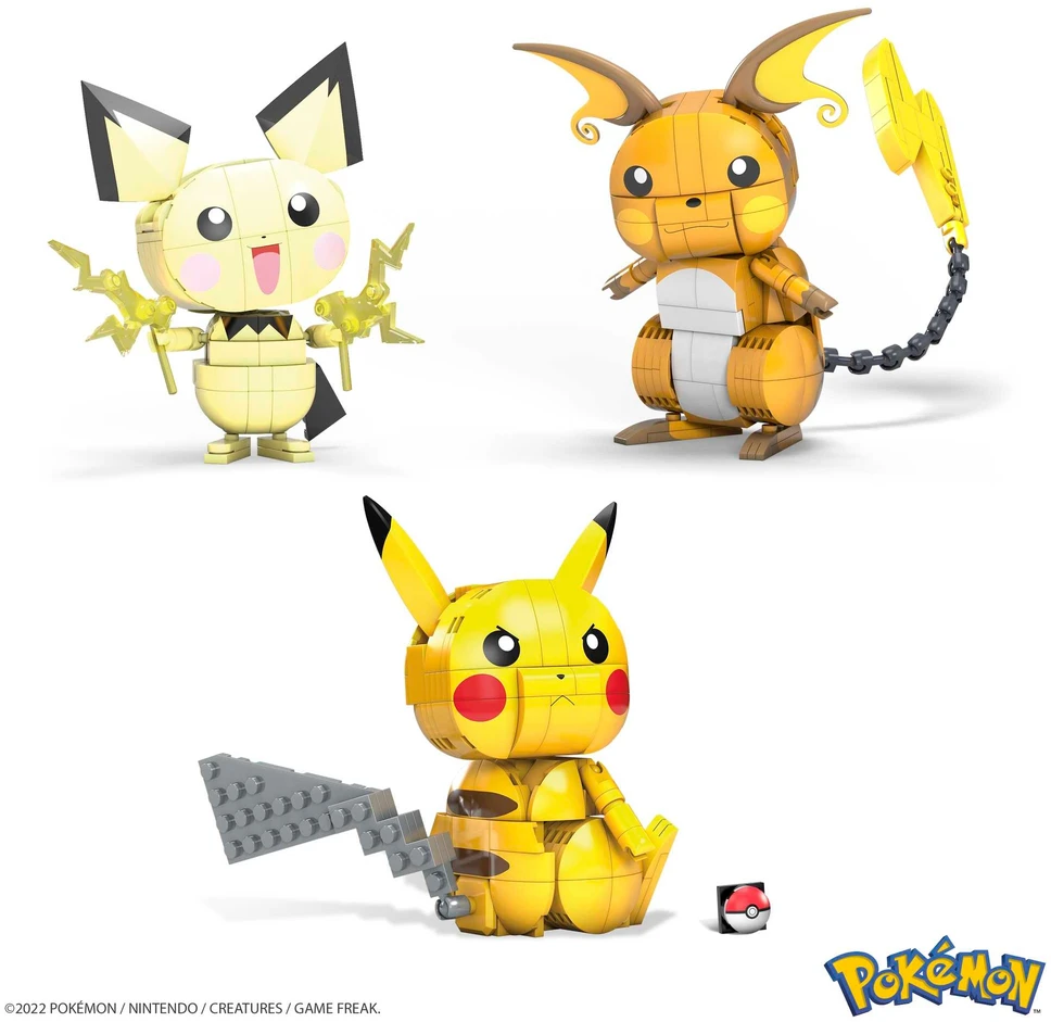 Mega Bloks Mega Construx. Pokemonai. Pikachu, Pichu, Raichu Mega Construx