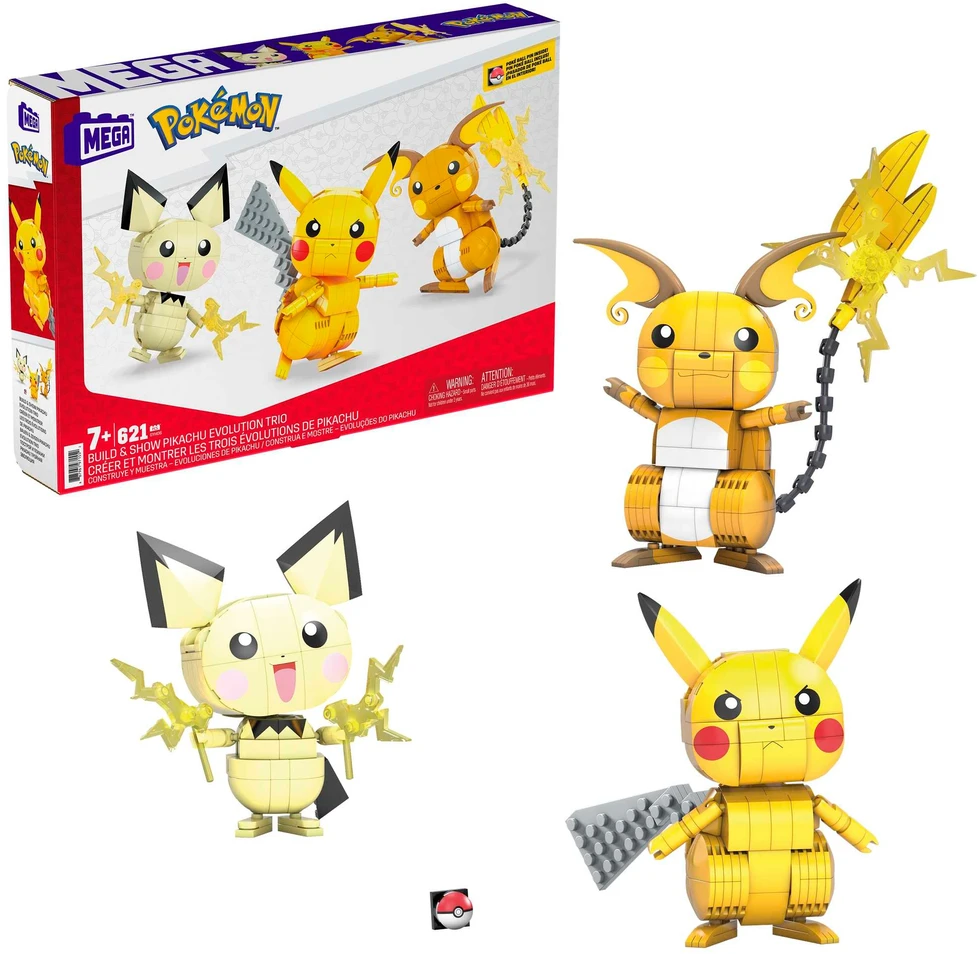 Mega Bloks Mega Construx. Pokemonai. Pikachu, Pichu, Raichu Mega Construx