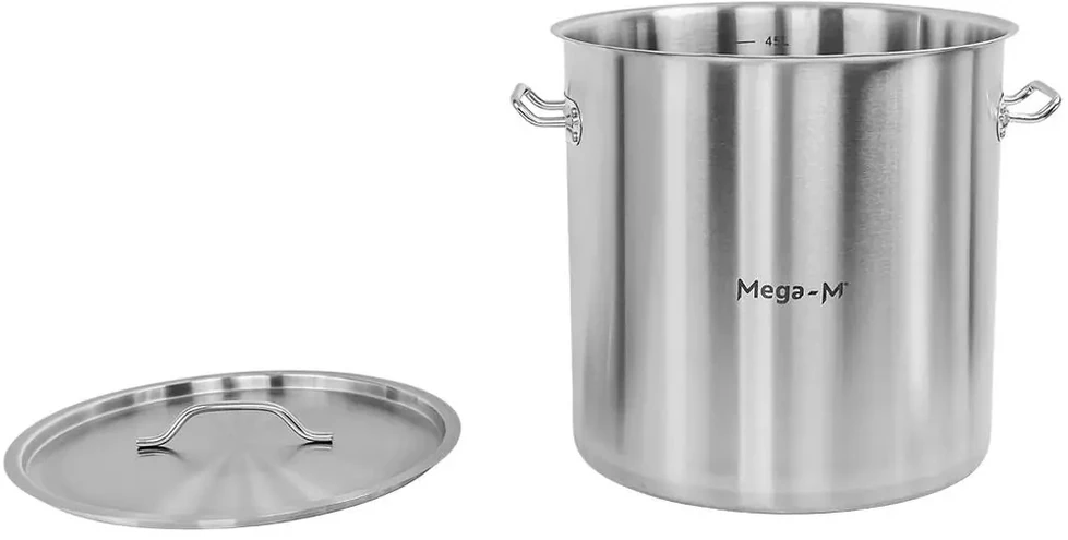 Mega M DIDELIS nerūdijančio plieno indukcinis puodas su dangčiu, 50L, skersmuo. 40 CM STANDARTAS
