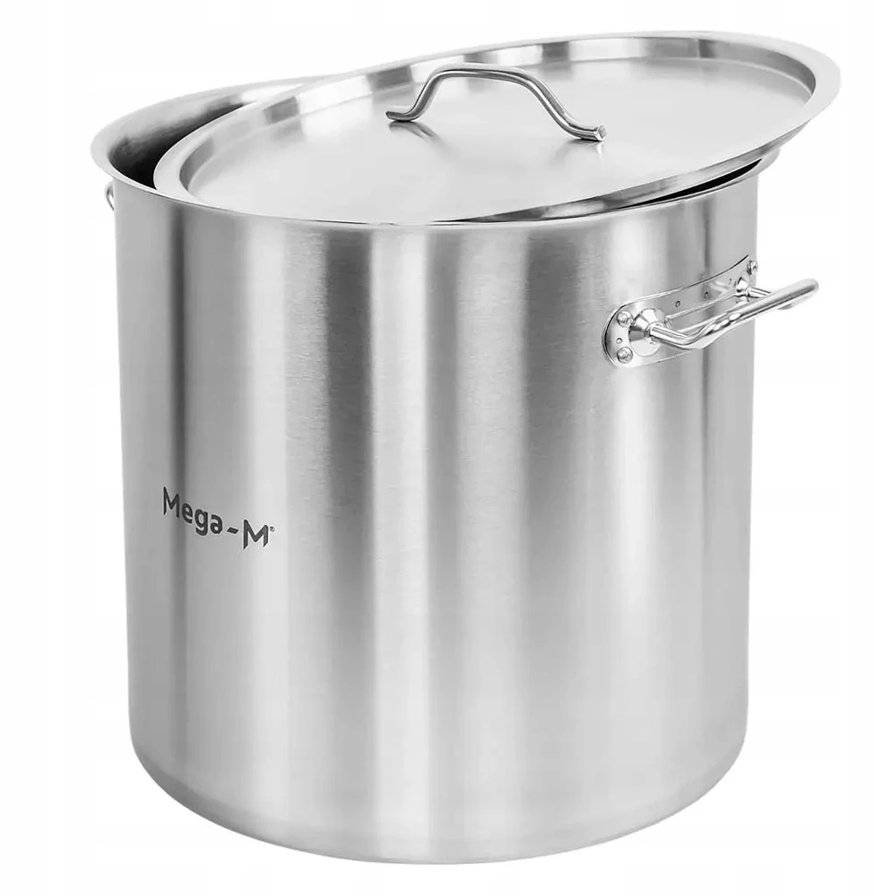 Mega M DIDELIS nerūdijančio plieno indukcinis puodas su dangčiu, 50L, skersmuo. 40 CM STANDARTAS
