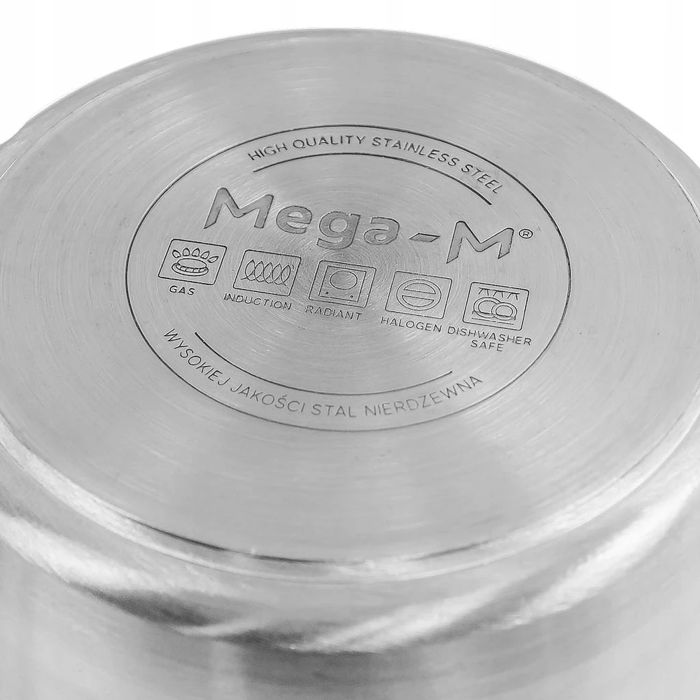Mega M Indukcinis puodas, nerūdijančio plieno, 5L, skersmuo. 25 cm su PRO dangteliu 25x11 cm