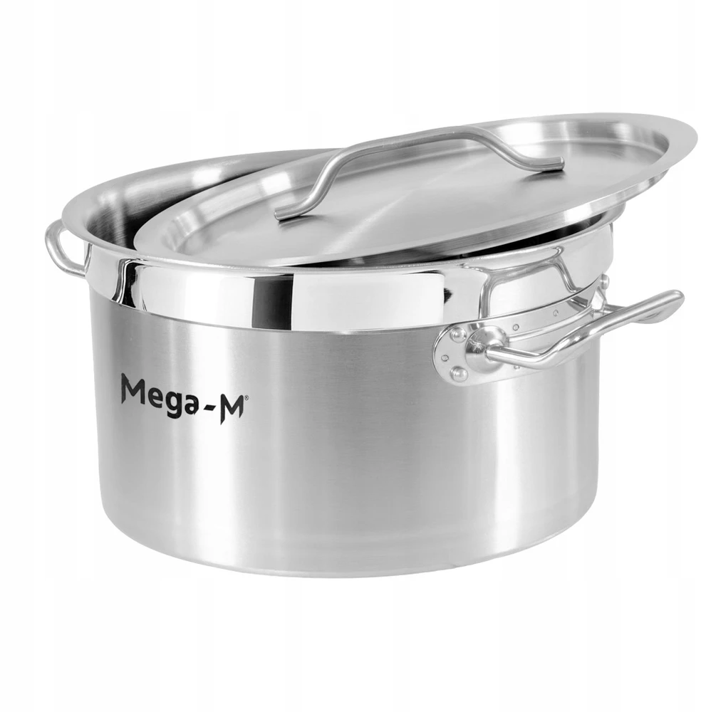 Mega M Indukcinis puodas, nerūdijančio plieno, 12L, skersmuo. 30 cm su PRO dangteliu 30x18 cm