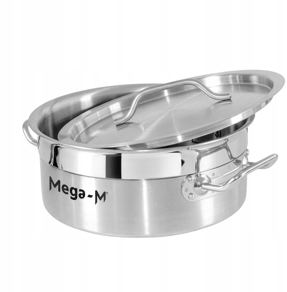 Mega M Indukcinis puodas, nerūdijančio plieno, 5L, skersmuo. 25 cm su PRO dangteliu 25x11 cm