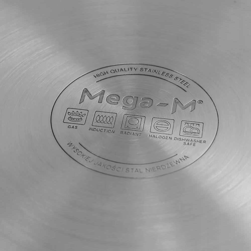 Mega M Indukcinis puodas pagamintas iš nerūdijančio plieno 36L sk. 36cm su PRO dangteliu 36x36 cm