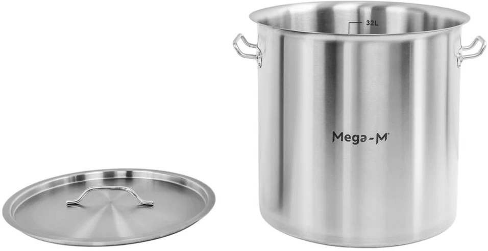 Mega M Nerūdijančio plieno indukcinis puodas su dangčiu 36L 36CM STANDARTAS