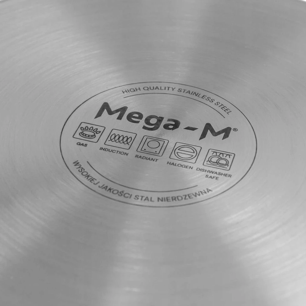 Mega M Nerūdijančio plieno indukcinis puodas su dangčiu 36L 36CM STANDARTAS