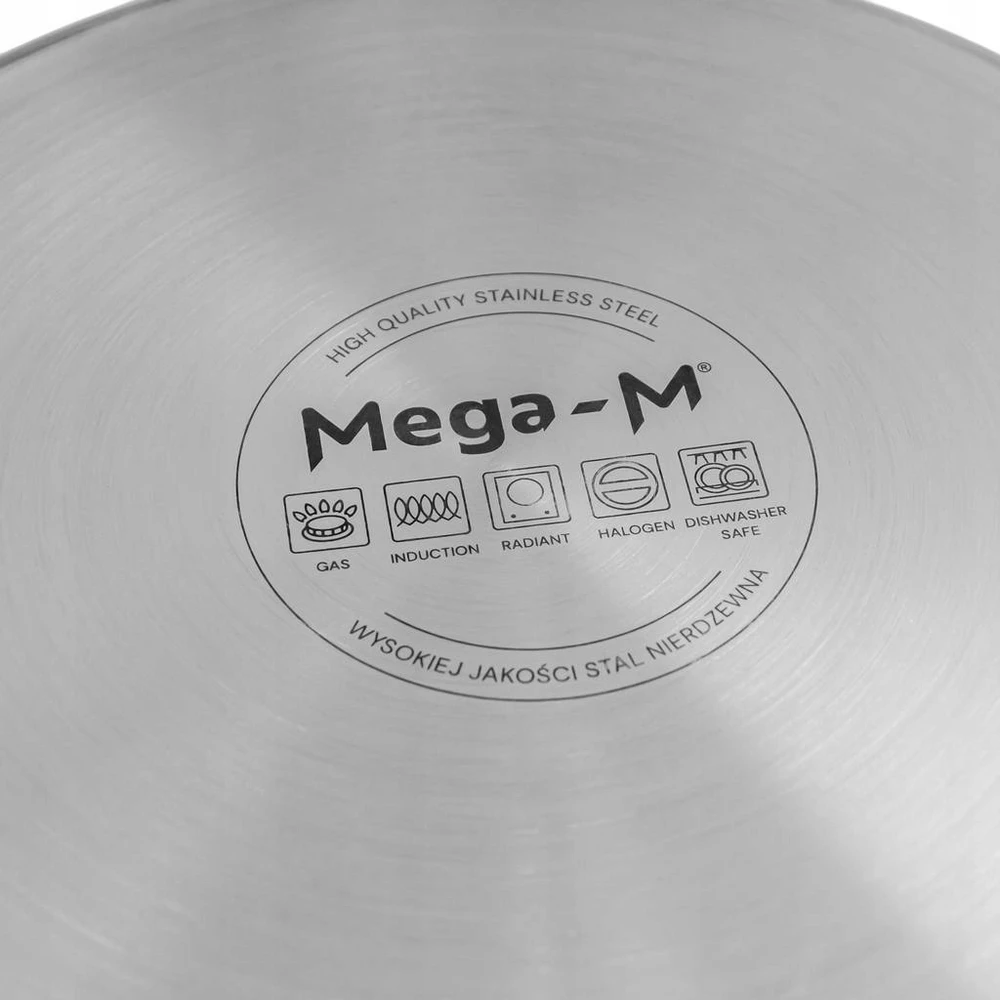 Mega M Nerūdijančio plieno indukcinis puodas su dangčiu, 25L, skersmuo. 32 CM STANDARTAS