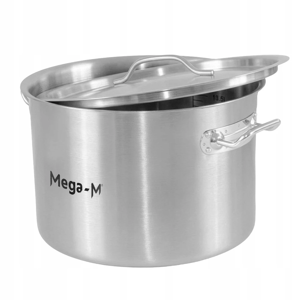 Mega M Nerūdijančio plieno indukcinis puodas su dangčiu, 17L, skersmuo. 32 cm STANDARTINIS