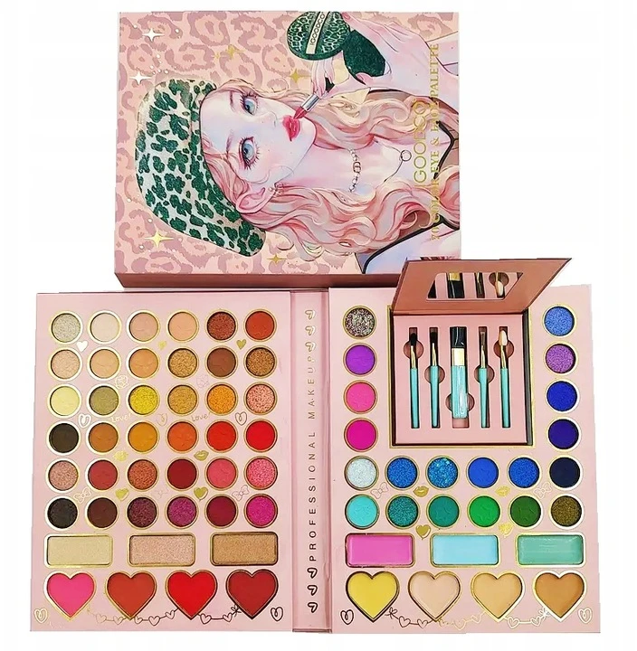MEGA MAKIAŽO PALETĖ GLITTER GLITTER 70 VIENETLIŲ BRONZINĖS BIZDESIO