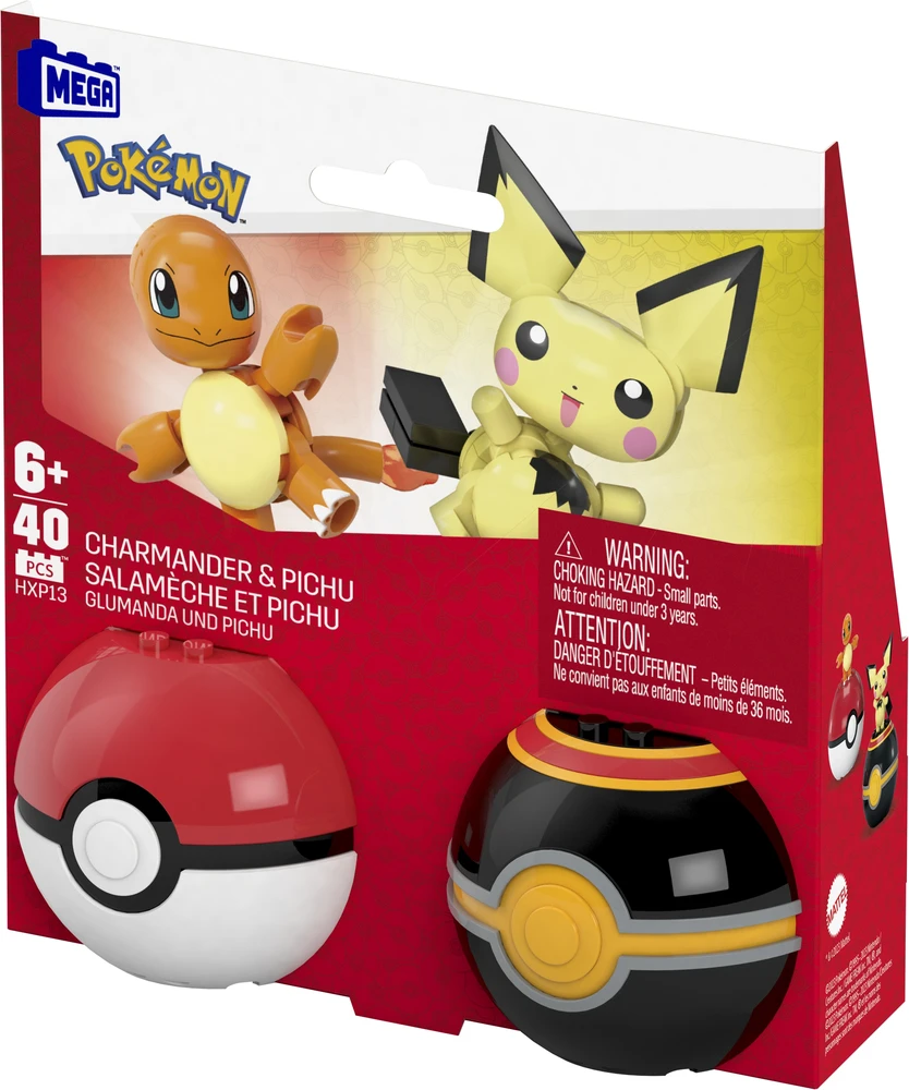 MEGA Pokemon Charmander ir Pichu HXP13 CONSTRUX statybiniai blokeliai
