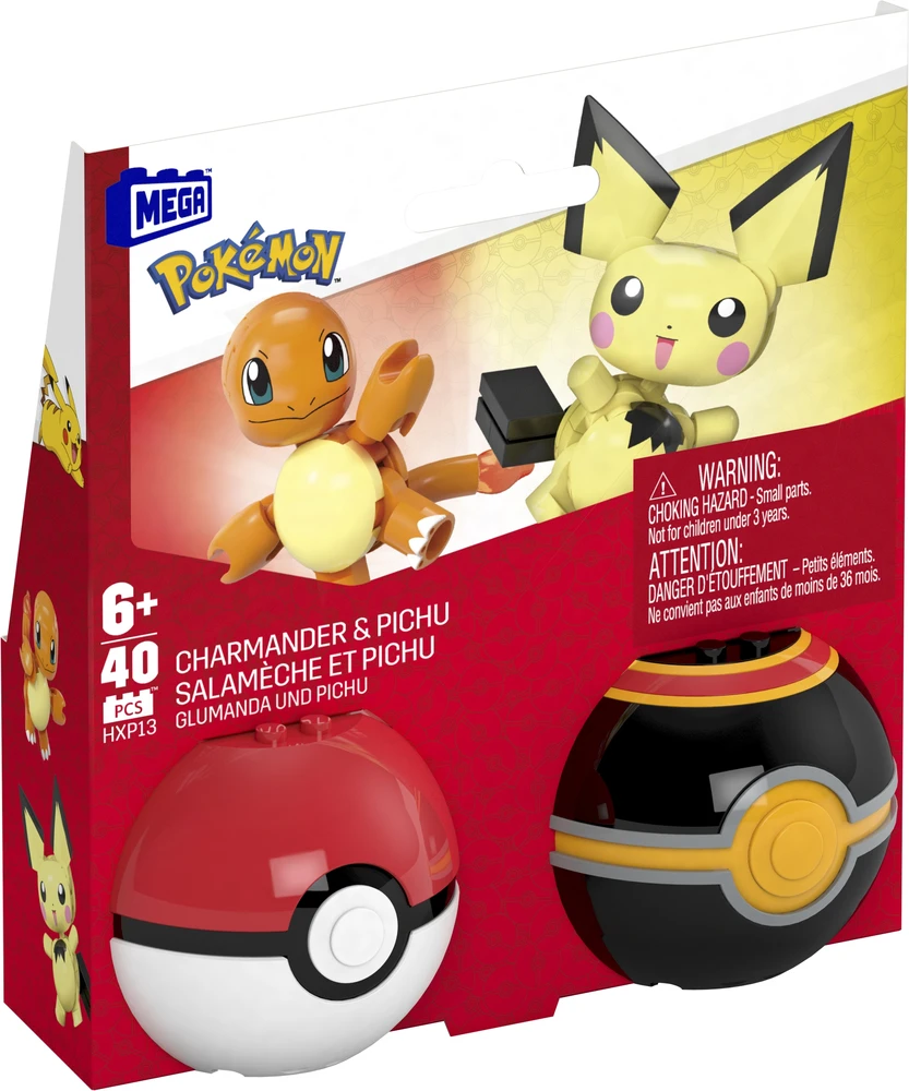 MEGA Pokemon Charmander ir Pichu HXP13 CONSTRUX statybiniai blokeliai